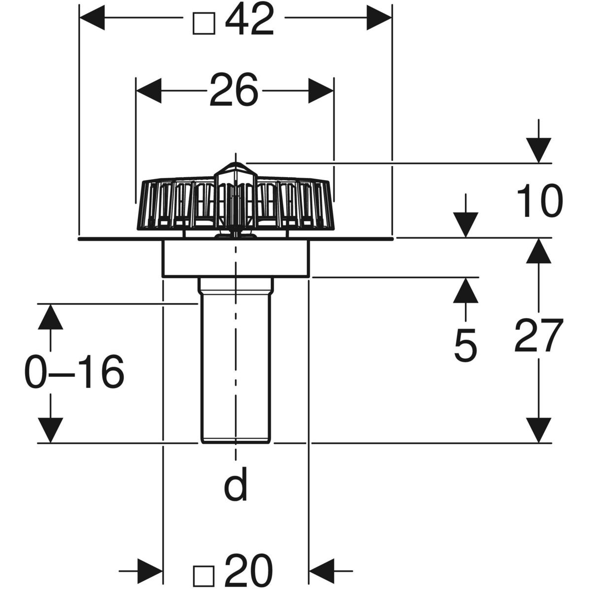 359.099.00.1t Geberit Pluvia krovni ulivni element sa priključnom pločom fi90, 25 l/s (359.099.00.1).