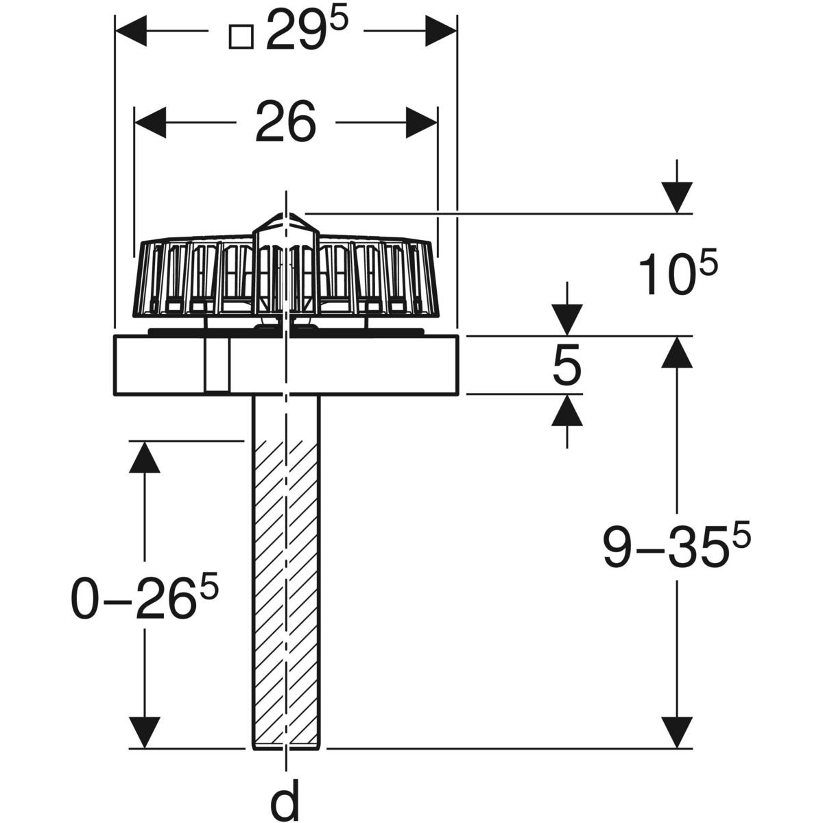 359.107.00.1t Geberit Pluvia krovni ulivni element fi56 12 l/s, sa izolacijom (359.107.00.1).