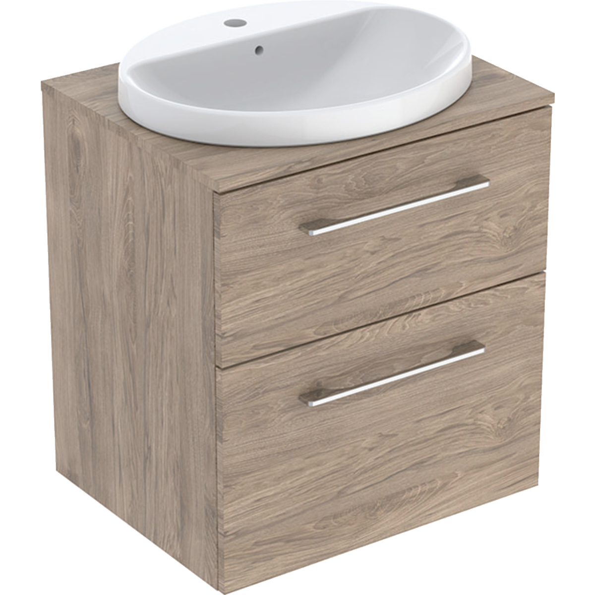 Geberit Selnova Square set ugradni umivaonik sa ormarićem i pločom, dve fioke, 59.1 cm, orahovina
