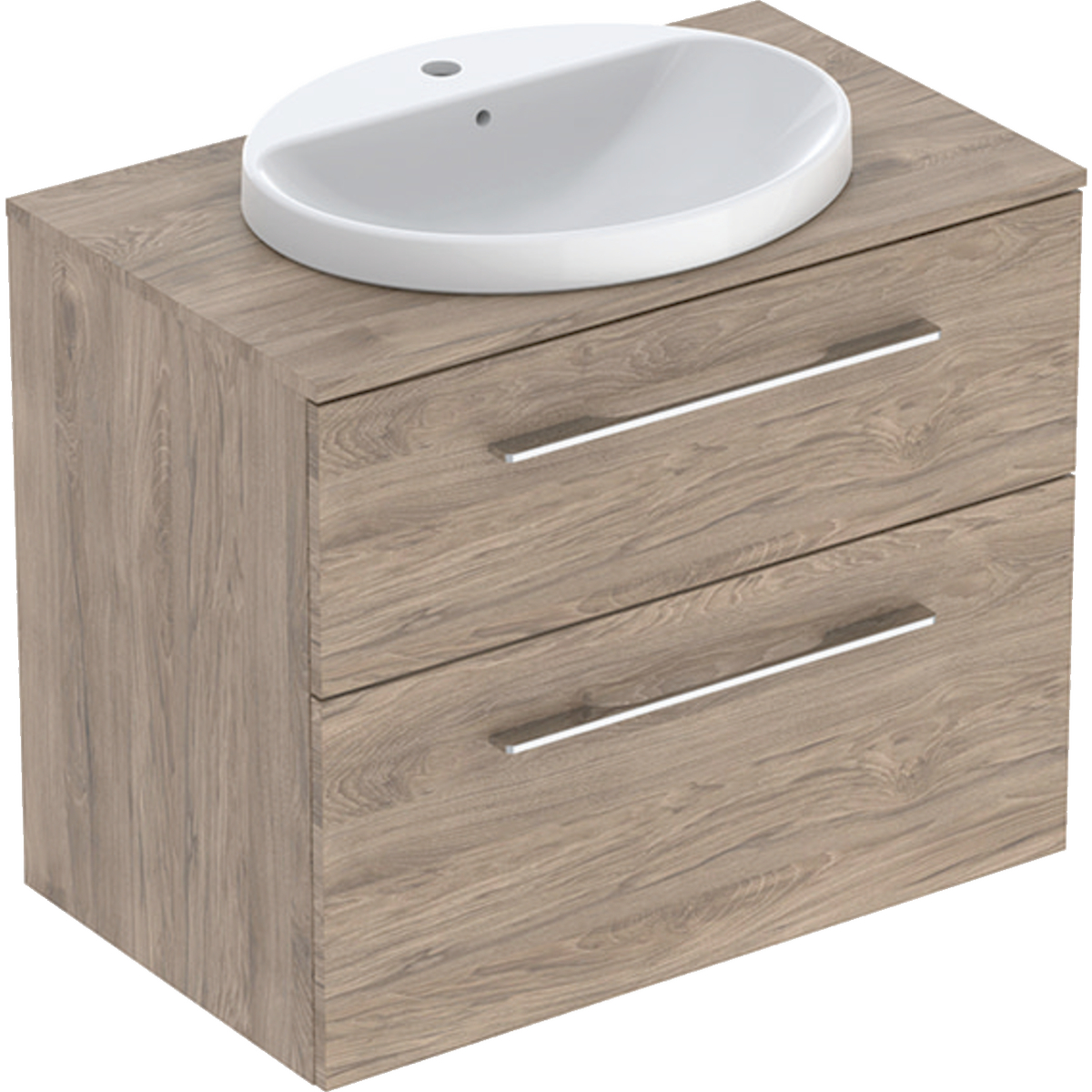 Geberit Selnova Square set ugradni umivaonik sa ormarićem i pločom, dve fioke, 79.1 cm, orahovina