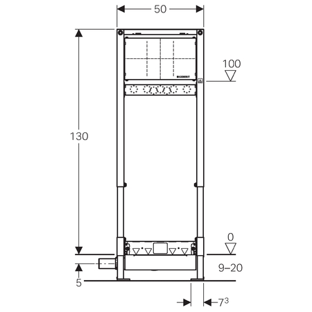 geberit-dusch_720x600.jpg_product_product_product Prednja šema Duofix Shower element, 130 cm, sa zidnim odvodom i ugradnom armaturom, d50 (111.580.00.1)