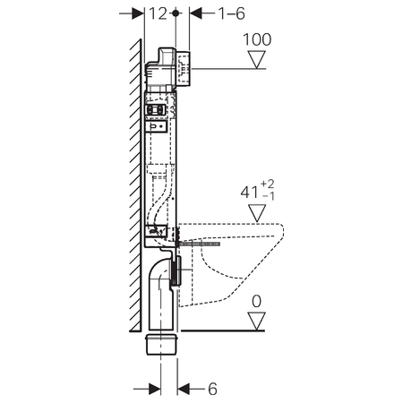 110-100-00-1-.jpg_product Bočna šema Geberit Kombifix montažni element za konzolni WC, 108 cm, sa Delta ugradnim vodokotlićem 12 cm (UP100) (110.100.00.1)