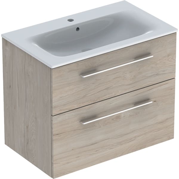 Geberit Selnova Square komplet, ugradni umivaonik sa uskom ivicom, sa ormarićem, dve fioke 80 cm