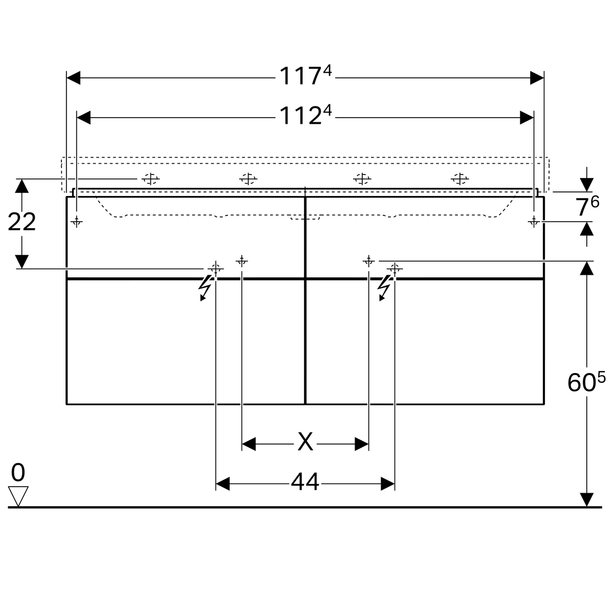 DAS_369300_20180926_092626.jpg_product Geberit Xeno² ormarić za umivaonik širine od 120 cm, sa četiri fioke 117.4 cm