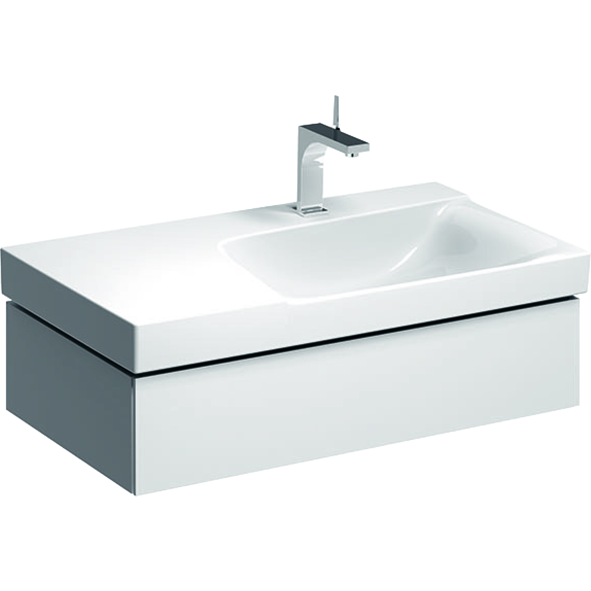 Geberit Xeno² ormarić za umivaonik sa površinom za odlaganje levo, sa jednom fiokom, 88 cm